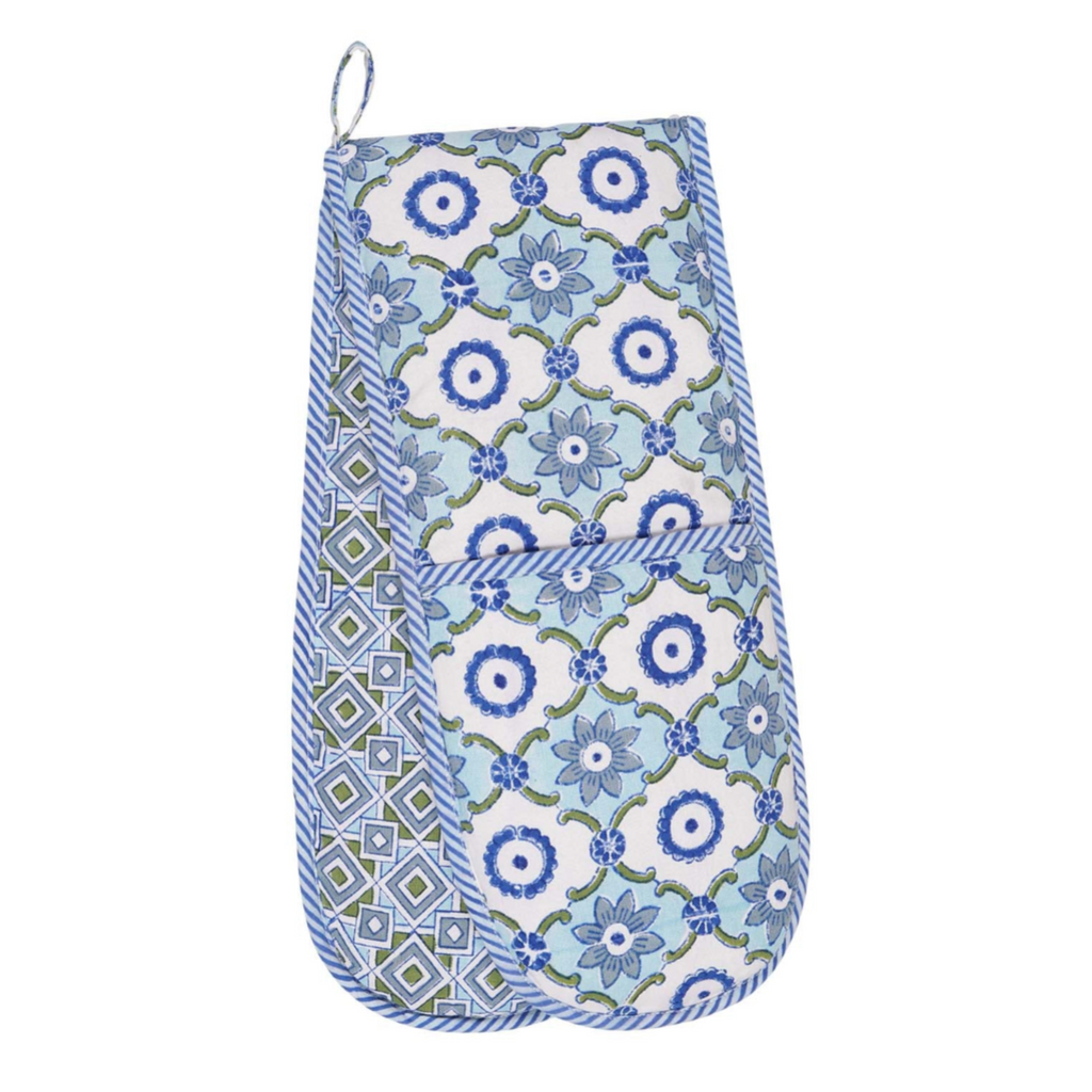Block printed floral geometric Bela Oven Glove