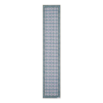 Block printed Bela table runner in blues and turquoise