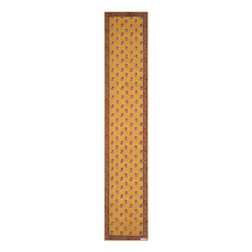 Block-printed Haldi table runner in yellow and red