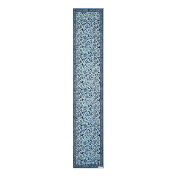 Block printed Jheel table runner in blues and greens