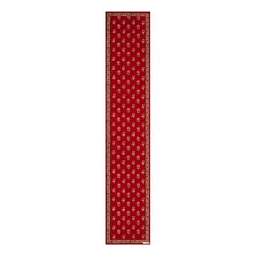 Block printed Kum Kum table runner in shades of red