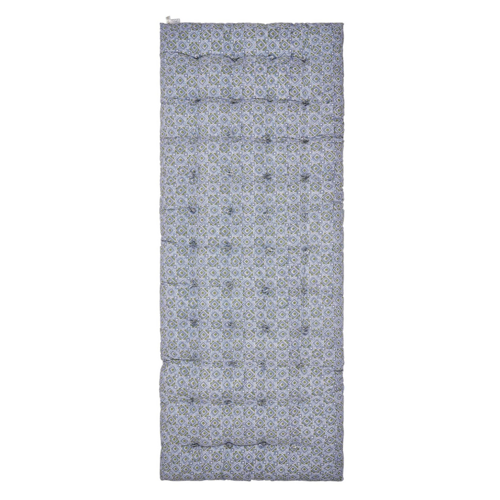 Floral patterned block print mattress on a white background