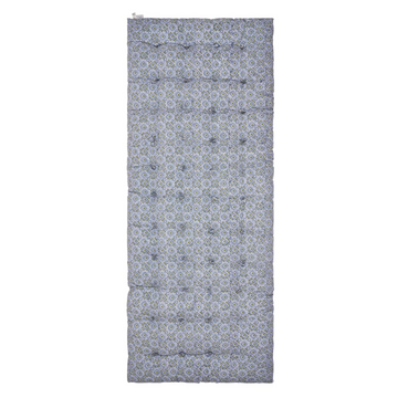 Floral patterned block print mattress on a white background