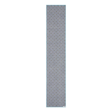 Block printed Maheshwar table runner in shades of blue and turquoise